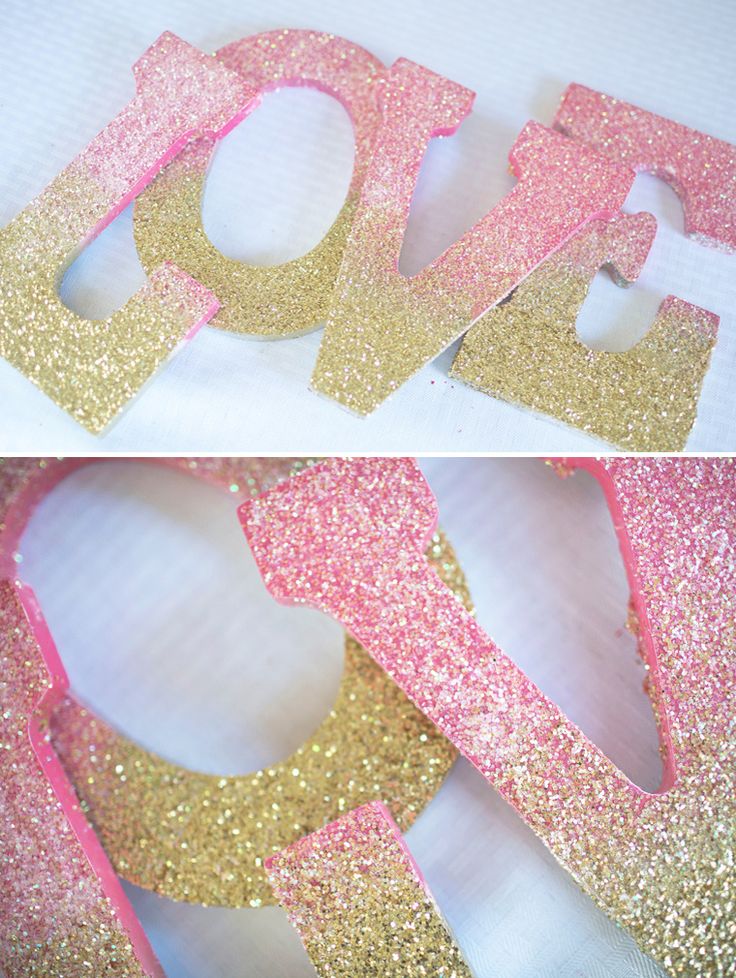 ombre glitter love sign diy
