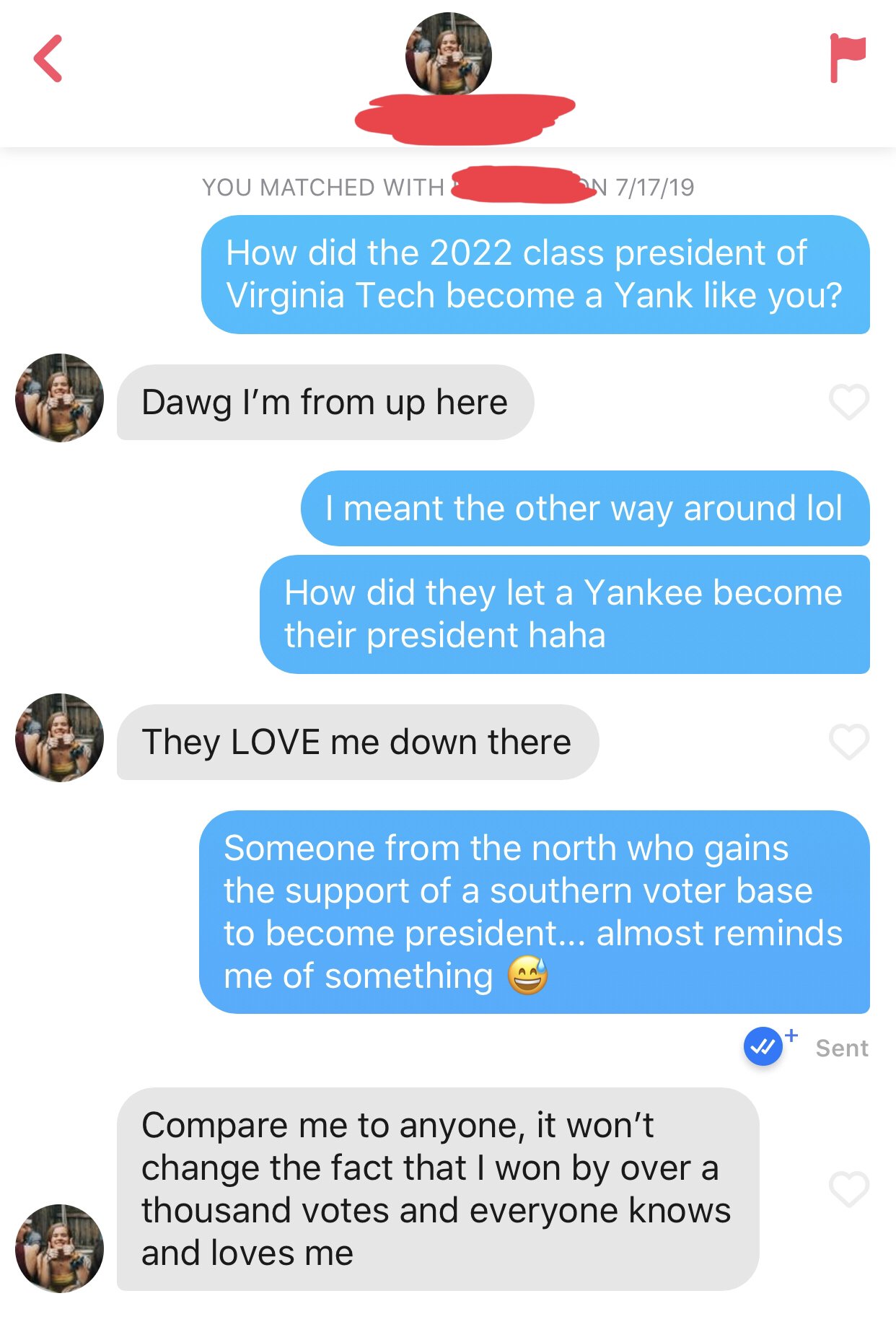 Tinder : Her bio said she was the President of ...